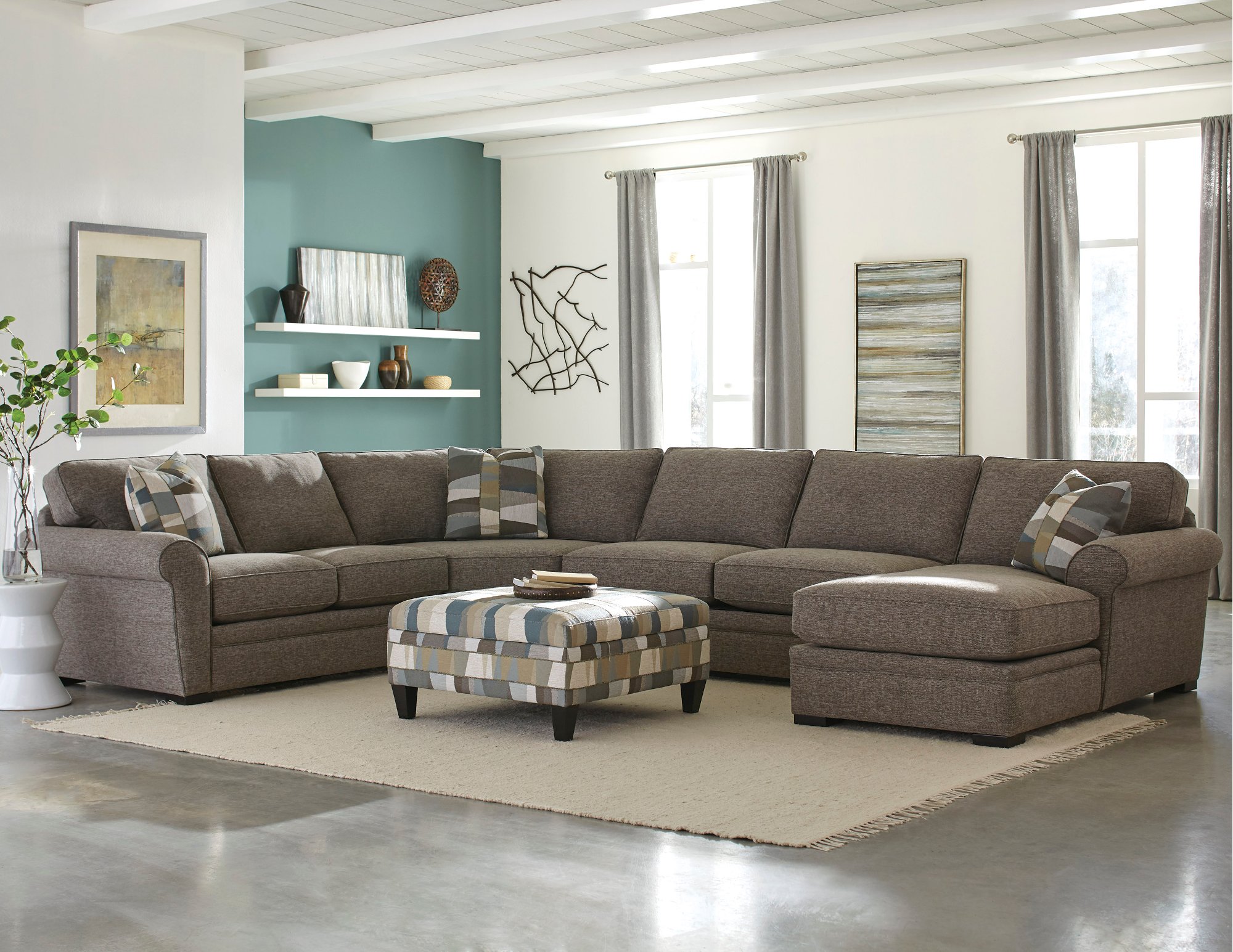 Brown 4 Piece Sectional Sofa With RAF Chaise Orion Rcwilley Image1 