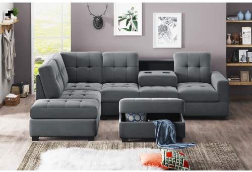 modern sofa bed with storage chaise